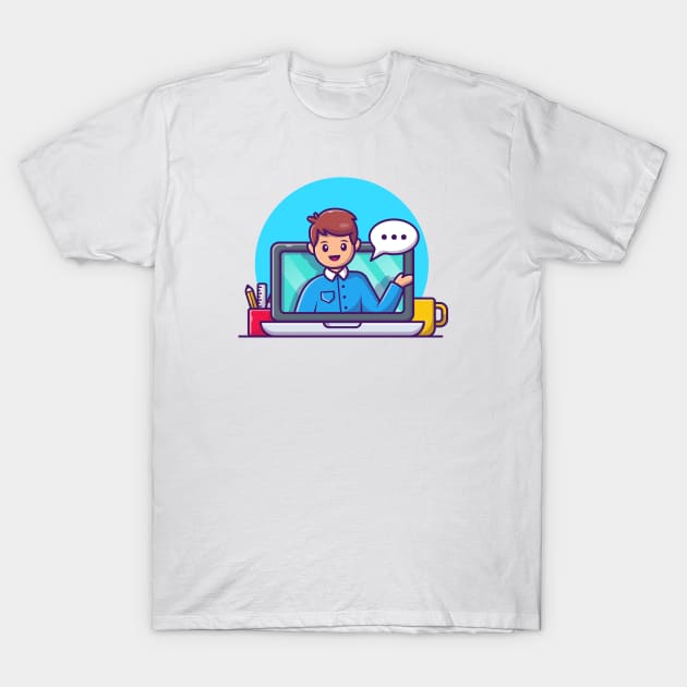 Male working on laptop cartoon T-Shirt by Catalyst Labs